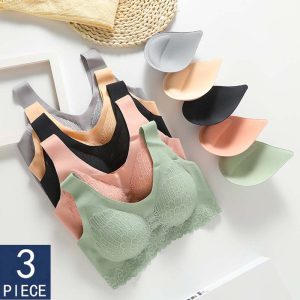 3pcs Latex Bra Seamless Bras For Women Underwear BH Push Up Bralette With Pad Vest Top Bra