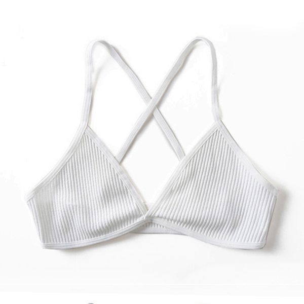 3pcs Comfort Cotton Bras For Women Thin French Style Bralette Sexy Deep V Triangle Cup Cross Beauty Back Bra Small size - Image 14