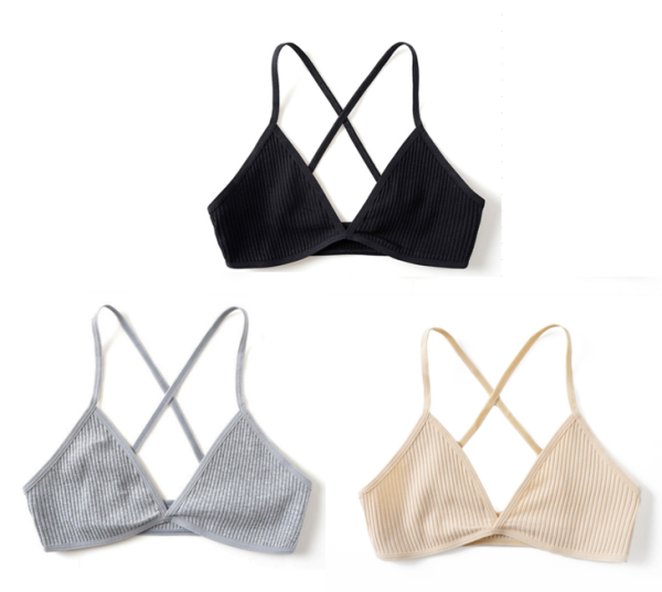 3pcs Comfort Cotton Bras For Women Thin French Style Bralette Sexy Deep V Triangle Cup Cross Beauty Back Bra Small size - Image 7