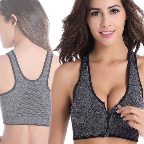 7 Colors Women Zipper Push Up Sports Bras,Padded Wirefree Shockproof Gym Fitness Athletic Running Yoga Vest Sports Tops-in Sports Bras - Image 3