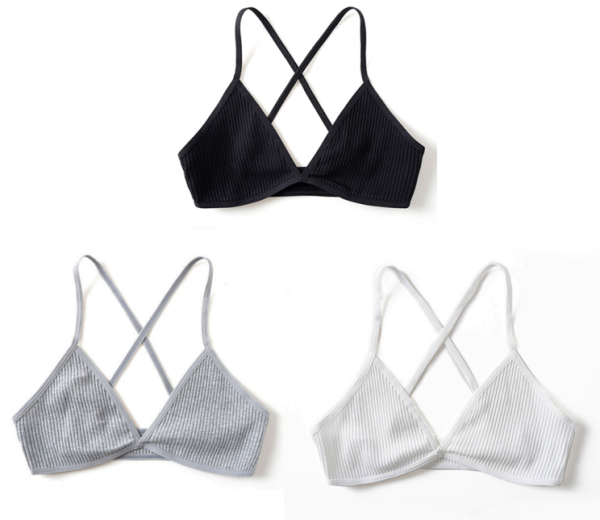 3pcs Comfort Cotton Bras For Women Thin French Style Bralette Sexy Deep V Triangle Cup Cross Beauty Back Bra Small size - Image 8