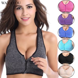 7 Colors Women Zipper Push Up Sports Bras,Padded Wirefree Shockproof Gym Fitness Athletic Running Yoga Vest Sports Tops-in Sports Bras